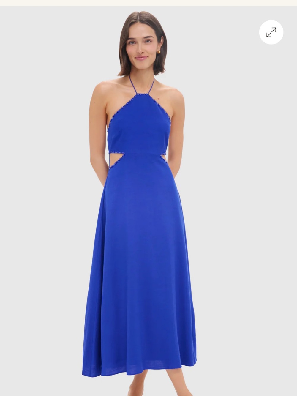 Tuckernuck Royal Blue Azure Halter Maxi Dress with Bead Trim